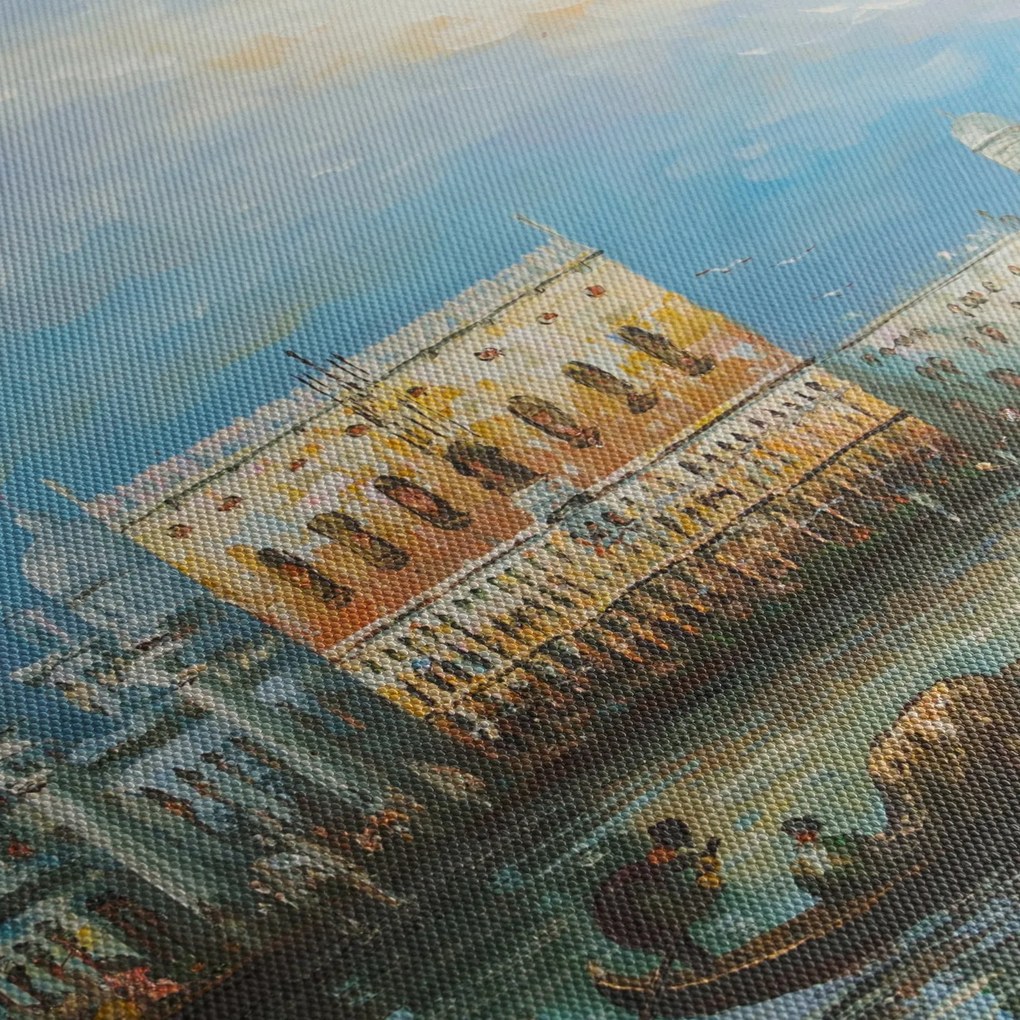 Tablou - Gondola care trece prin Veneția, pictură în ulei (150x105 cm)
