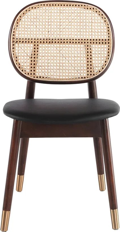 Scaun design LUX din lemn cu spatar de rattan Walnut AC 4093-DC1599