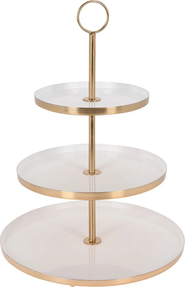 SUPORT SERVIRE,3 NIVELE,METAL,ALB/AURIU,25.5X35 CM