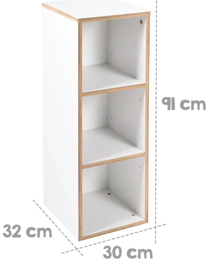 Bibliotecă pentru copii albă 30x91 cm Finn – Roba