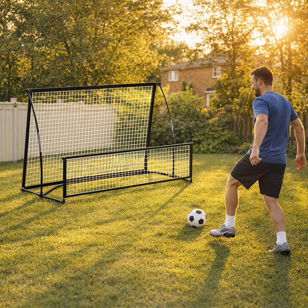 SPORTNOW Plasă de Ricochet Portabilă 2-în-1, Dublă Față și Pliabilă, Negru | Aosom Romania