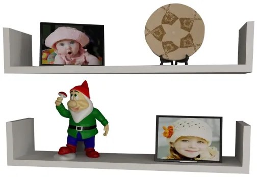 SET 2x raft de perete IRIS 14,5x63 cm alb