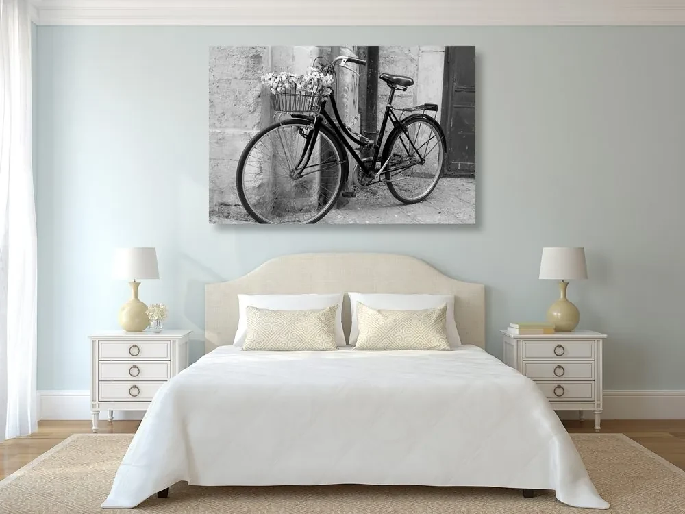 Tablou bicicletă rustică în design alb-negru