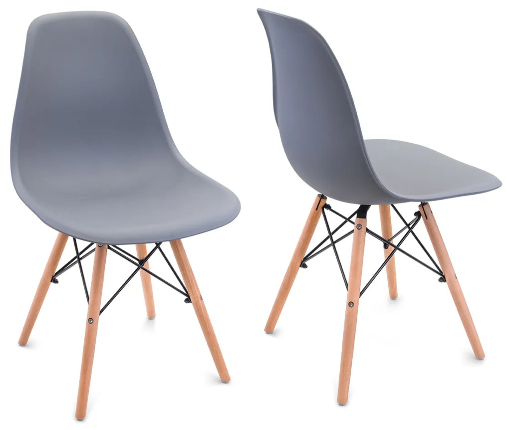 Scaune de sufragerie 4buc gri, stil scandinav Classic