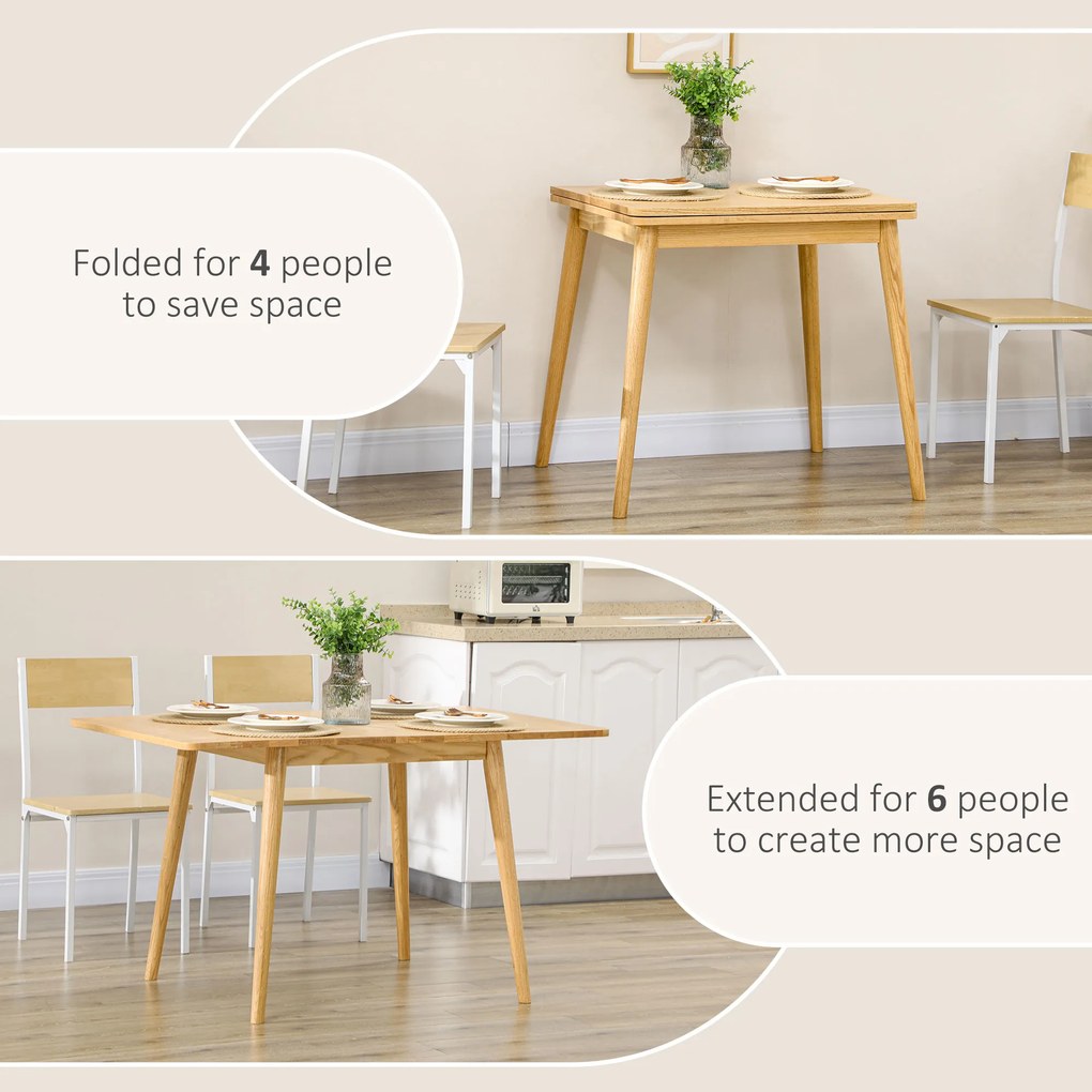 Masa de sufragerie HOMCOM pliabila de 130 cm pentru 4–6 persoane, Stejar | Aosom RO