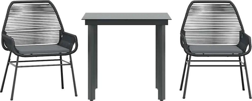 vidaXL Set de sufragerie de grădină 3 piese neagră