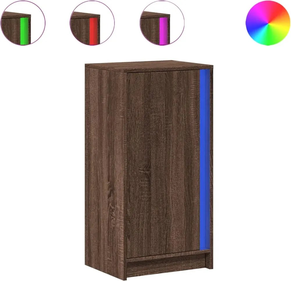 vidaXL Dulap cu LED, stejar maro, 42,5x34x85 cm, lemn prelucrat