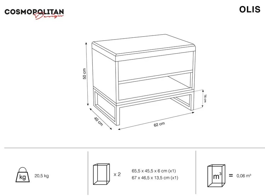 Dulap de pantofi cu bancă cu aspect de lemn de stejar Olis - Cosmopolitan Design