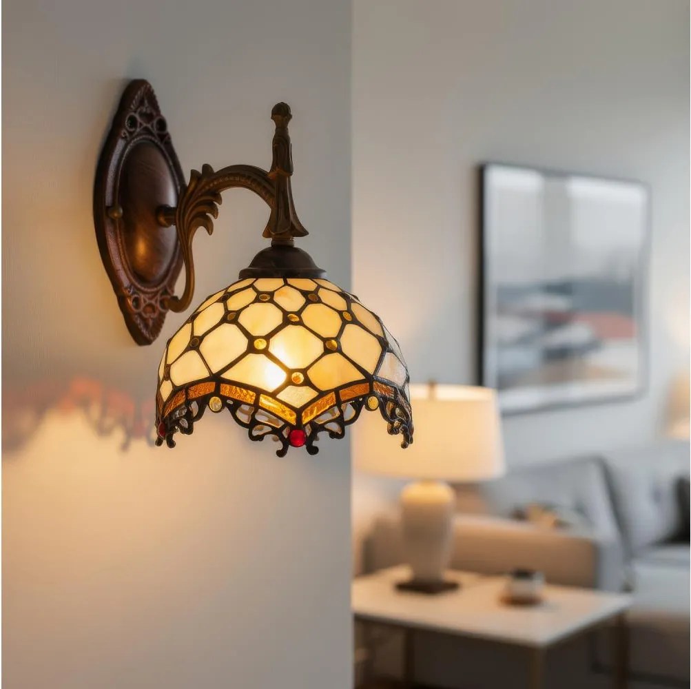 BRILAGI - Tiffany lampă de perete cu vitralii IVORY 1xE14/40W/230V