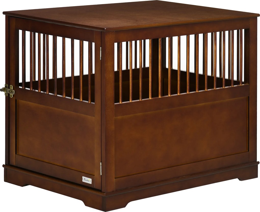 PawHut Cușcă pentru câini incl. încuietoare, suport ridicat, cutie de transport, 80,5 cm x 59,5 cm x 67,5 cm, Maro | Aosom Romania