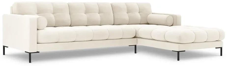Colțar tapițat Bali, Bej deschis/5 locuri/picioare negre/partea dreaptă/ L293 x l185 x h75