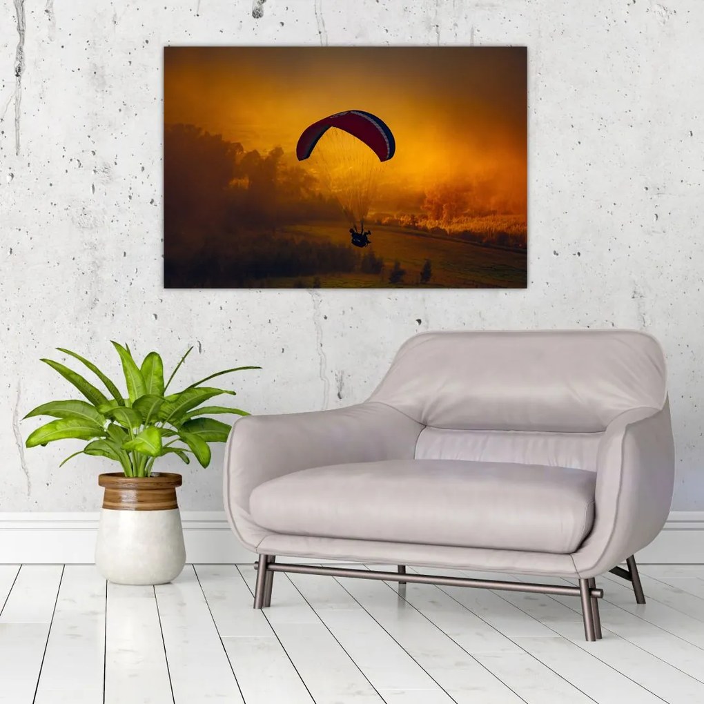 Tablou cu parașutistul în apus de soare (90x60 cm)