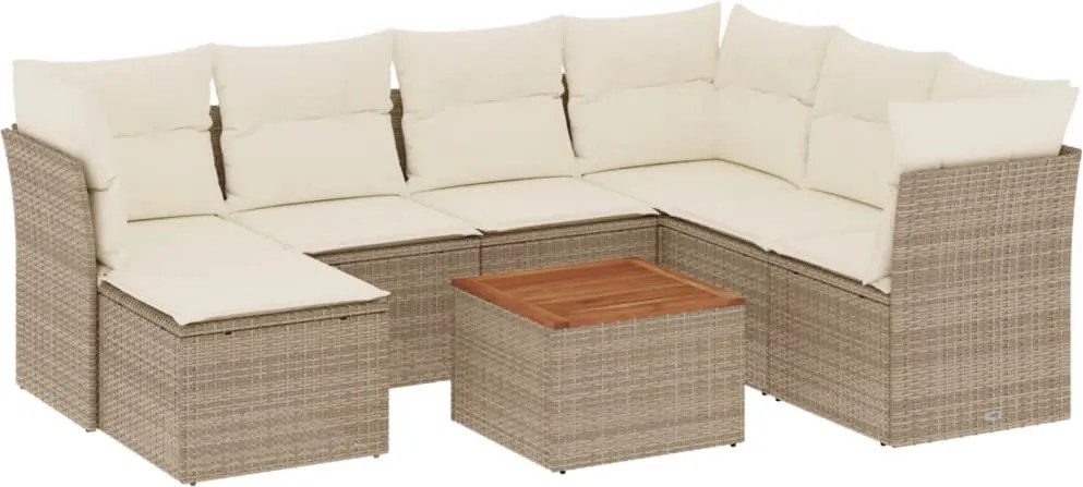 vidaXL Set canapele de grădină, 8 piese, cu perne, bej, poliratan