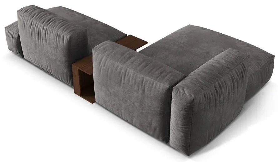 Colțar modular gri cu tapițerie din catifea (cu colț pe partea stângă/cu șezlong) Martina – Micadoni