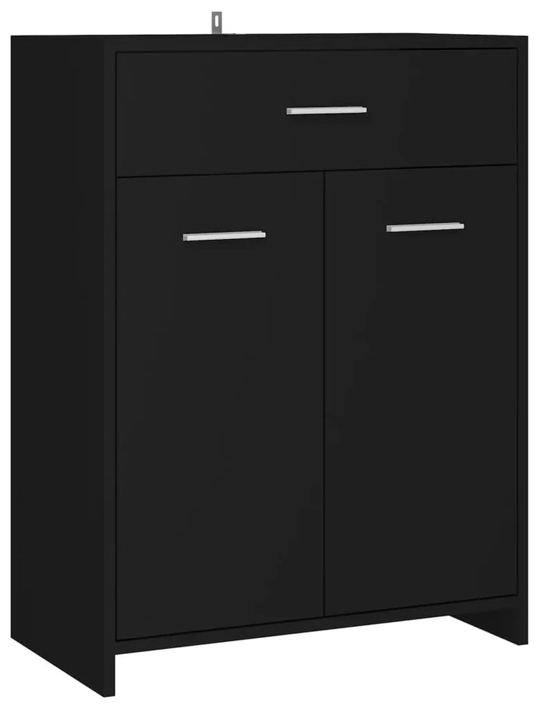 Set mobilier de baie, 4 piese, negru Negru, 1