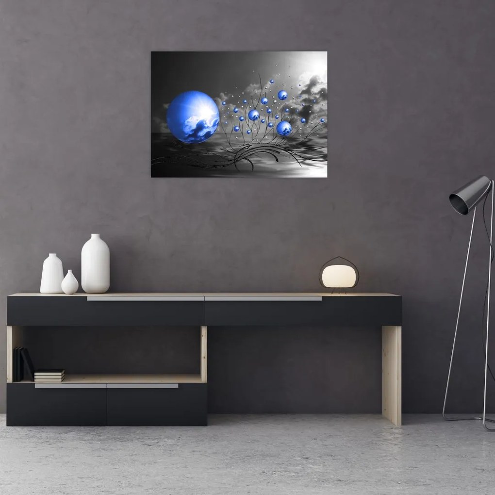 Tablou pe sticlă bilelor albastru închis (70x50 cm)