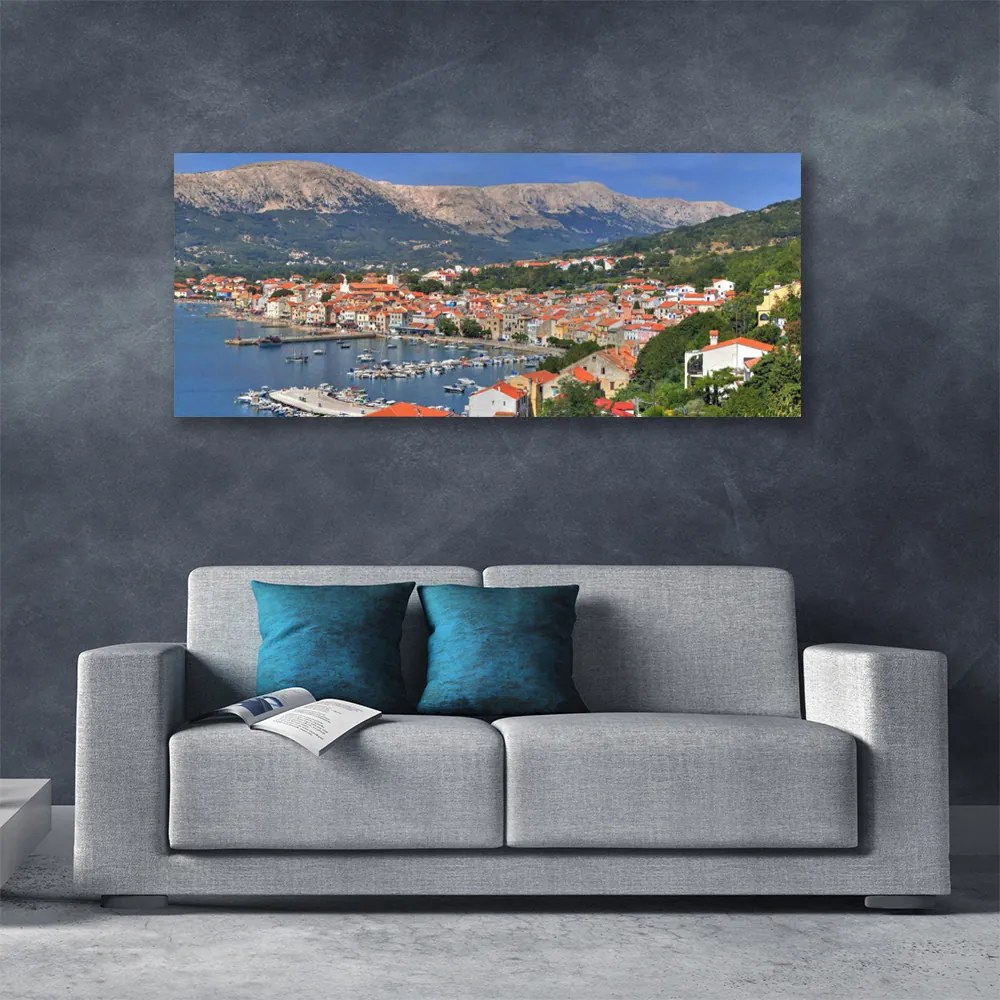 Tablou pe panza canvas Mountain City Sea Peisaj Multi