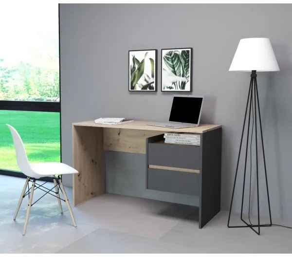 Birou cu sertare MARLO, stejar artisan/antracit