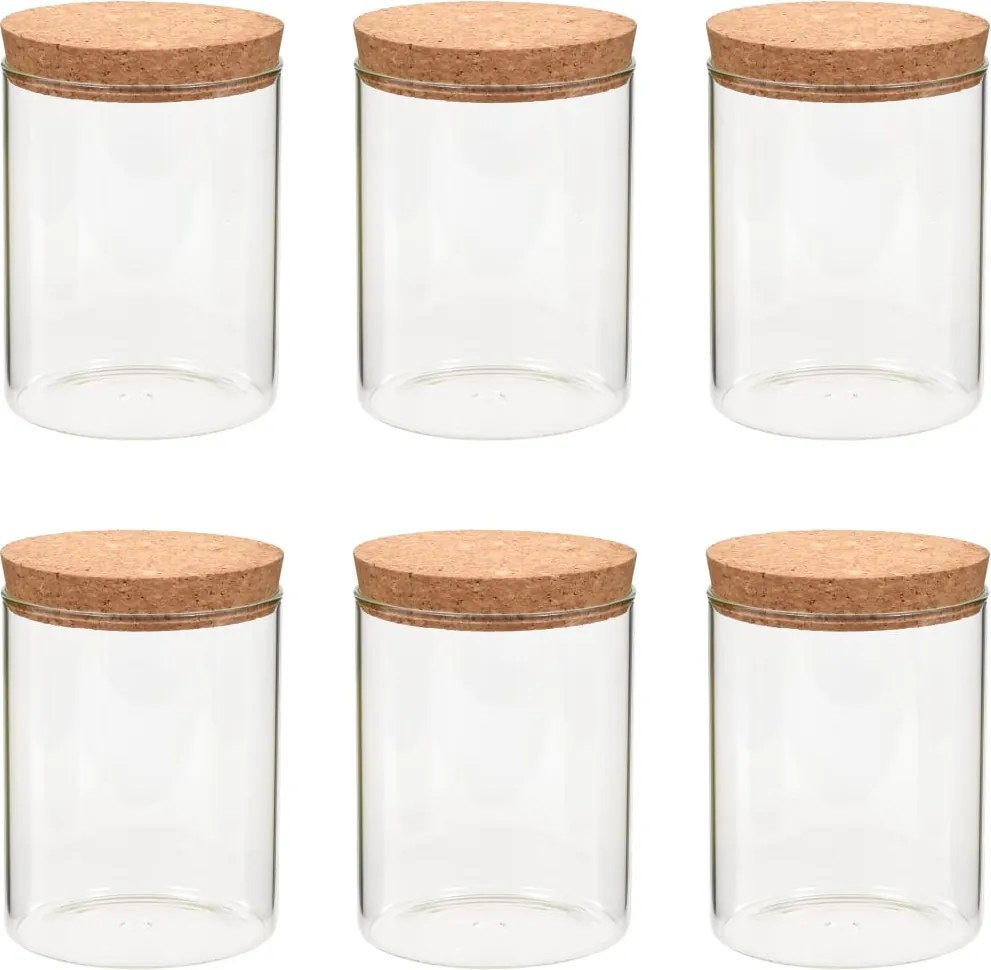 vidaXL Borcane din sticlă depozitare, capac de plută, 6 buc., 650 ml