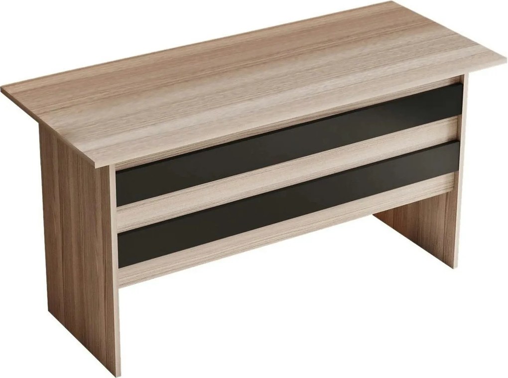 Masa birou VARIO A, stejar/negru, PAL melaminat, 140x60x74 cm