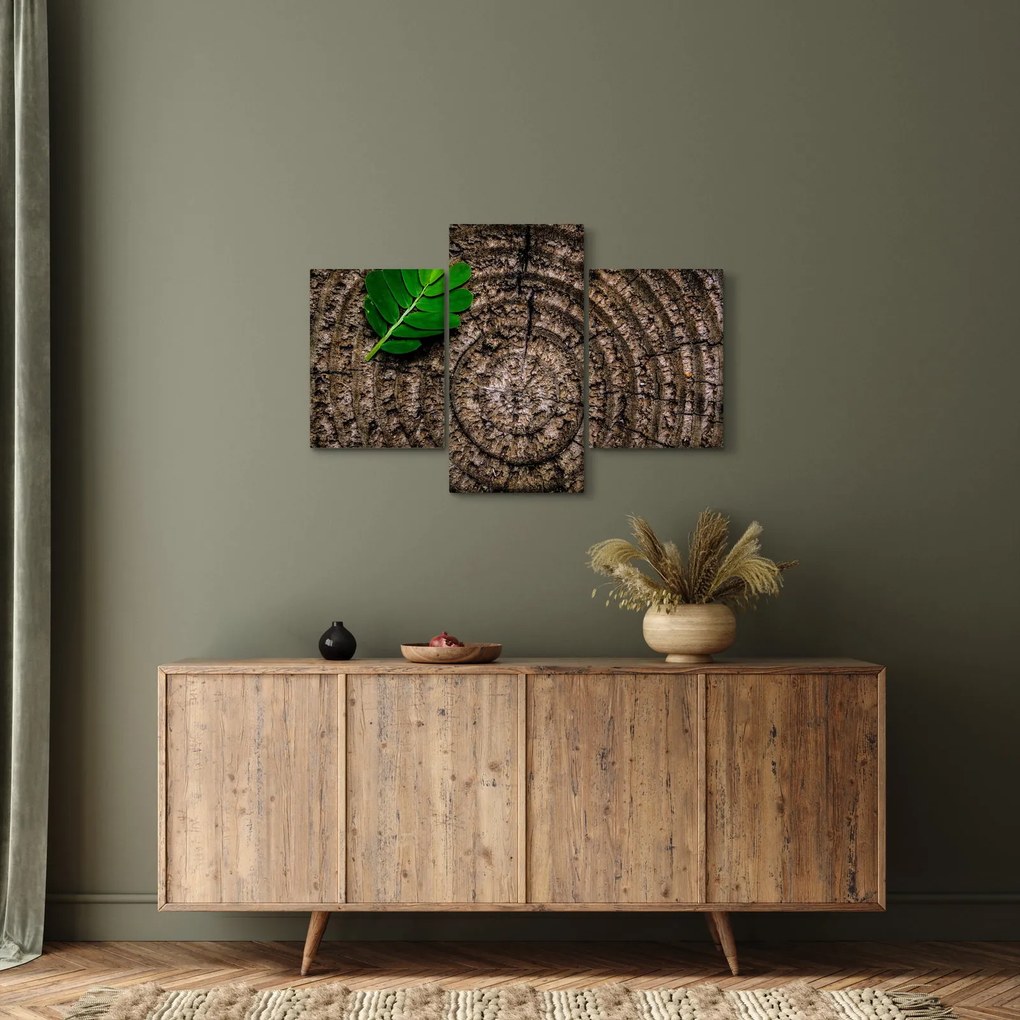 Tablou cu frunză pe trunchi de copac (90x60 cm)