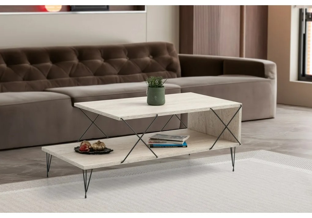 Măsuță de cafea Loire Travertine and Black