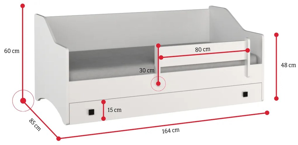 Expedo Pat pentru copii RIDLEY single, 80x160, alb