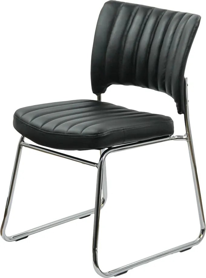 Scaun vizitator negru HRC 613 din piele ecologică și cadru cromat