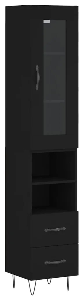 3199330 vidaXL Dulap înalt, negru, 34,5x34x180 cm, lemn prelucrat