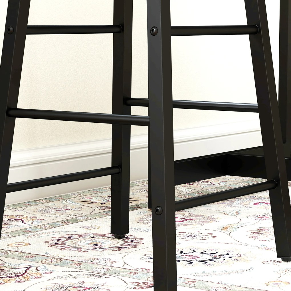 HOMCOM Set masă de bar cu tabureți, compartimente deschise, raft reglabil și suporturi pentru picioare, stejar și negru | Aosom Romania