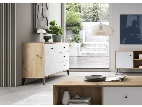 Comodă SULA stejar artisan/alb