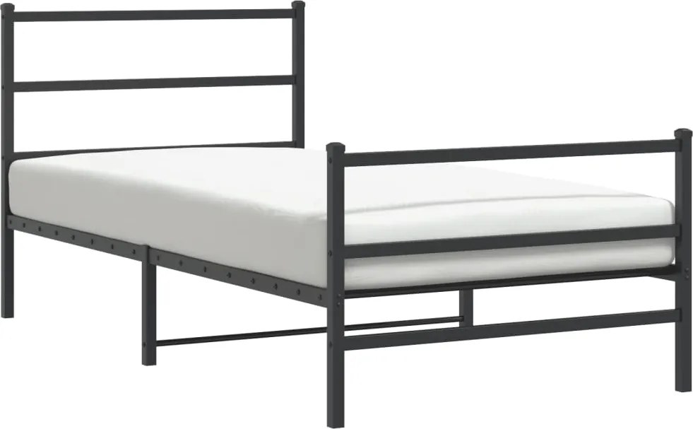 vidaXL Cadru pat metalic cu tăblii de cap/picioare, negru, 107x203 cm