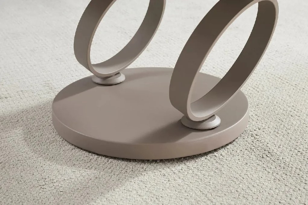 Masuta de cafea moderna cu doua blaturi rotative din ceramica DANCING RINGS 80-135cm