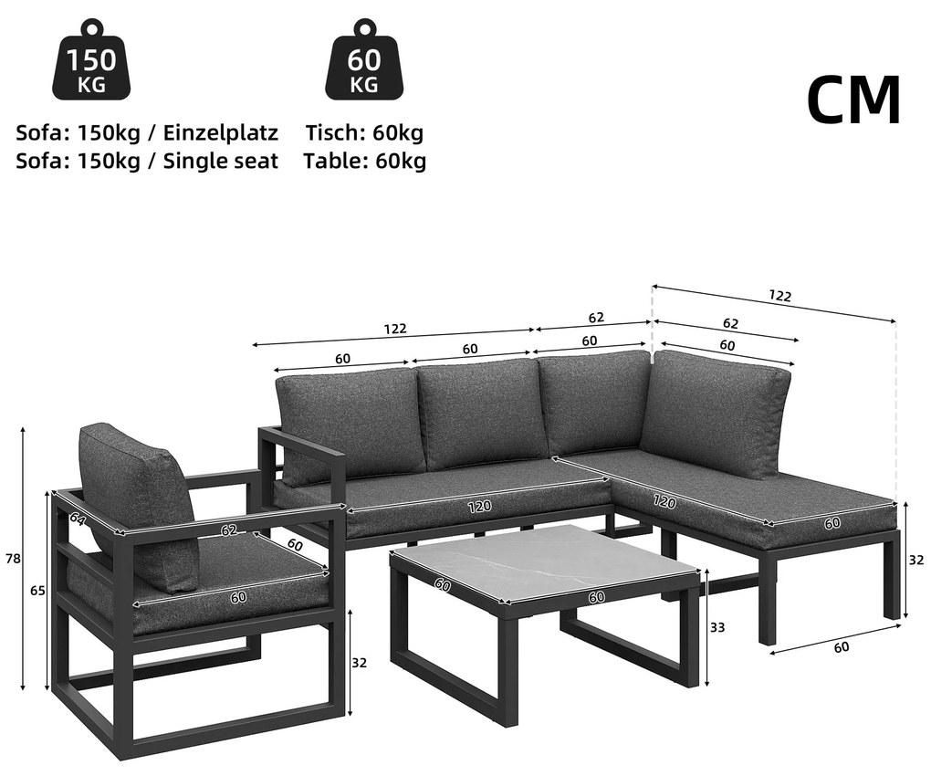 Set mobilier de grădină, Gri | Aosom Romania