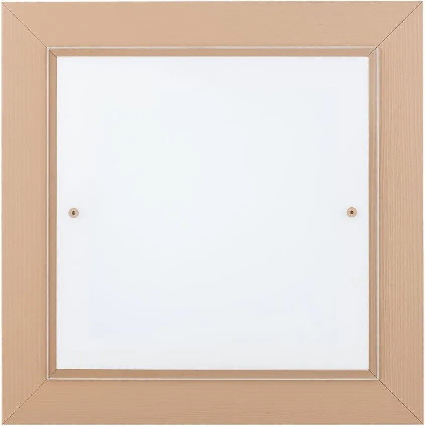 Plafoniera din lemn si sticla TABOR 32x32cm, piersica