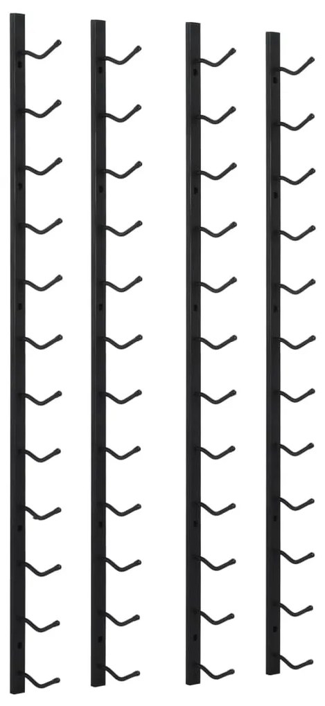282467 vidaXL Suporturi vin montate pe perete, 12 sticle, 2 buc, negru, fier