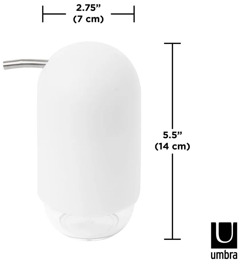 Dozator de săpun lichid alb din plastic 230 ml Touch – Umbra