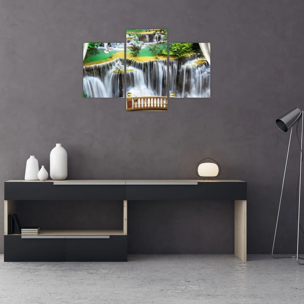 Tablou - Privire la cascade magice (90x60 cm)