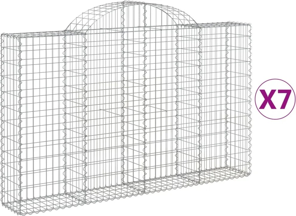 vidaXL Coșuri gabion arcuite 7 buc, 200x30x120/140 cm, fier galvanizat