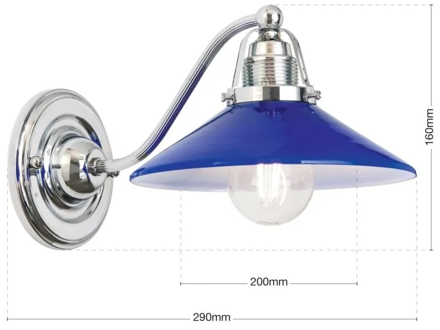 Aplica de perete rustica realizata manual ARTDESIGN, crom/ albastru-cobalt