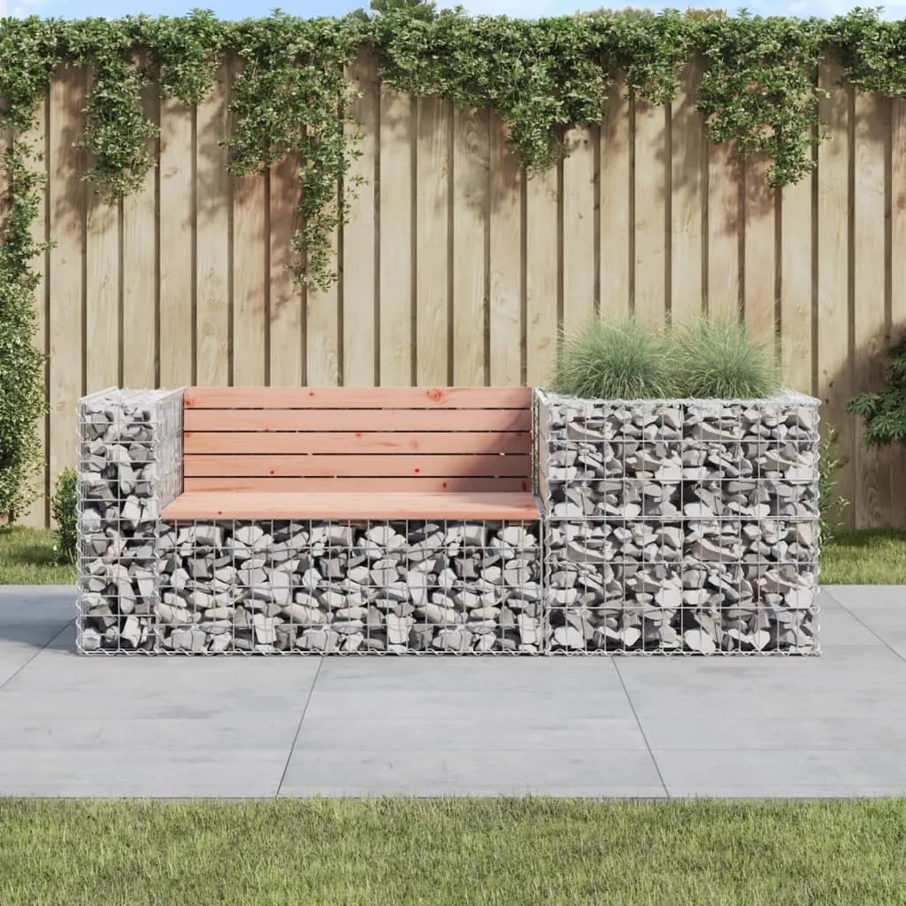 3196243 vidaXL Bancă de grădină & coș gabion, lemn masiv Douglas