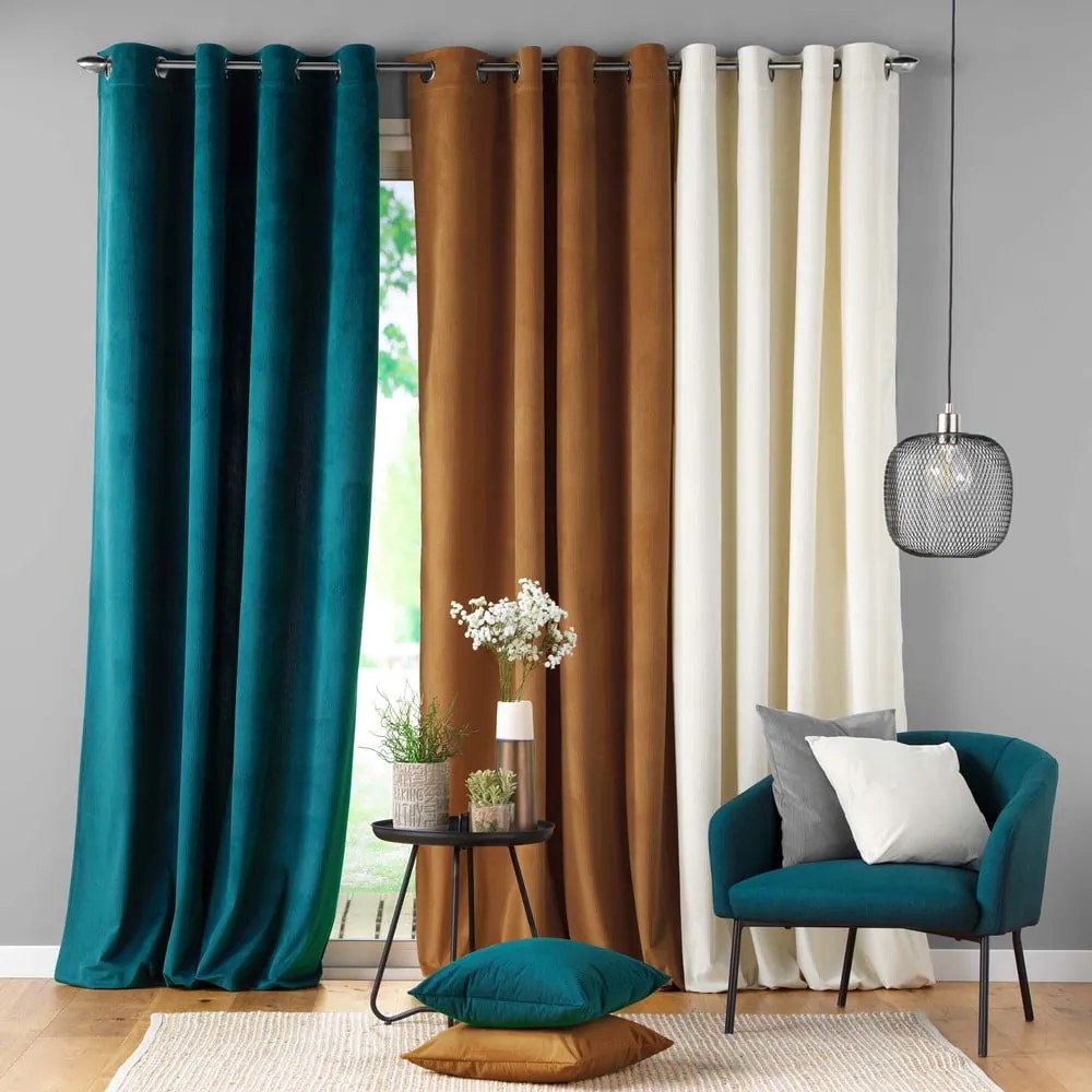 Draperie albastră din catifea reiată 140x260 cm Casual – douceur d'intérieur