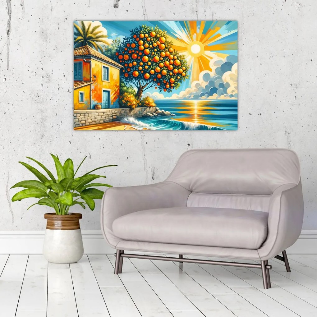 Tablou - Casă cu portocale I. (90x60 cm)