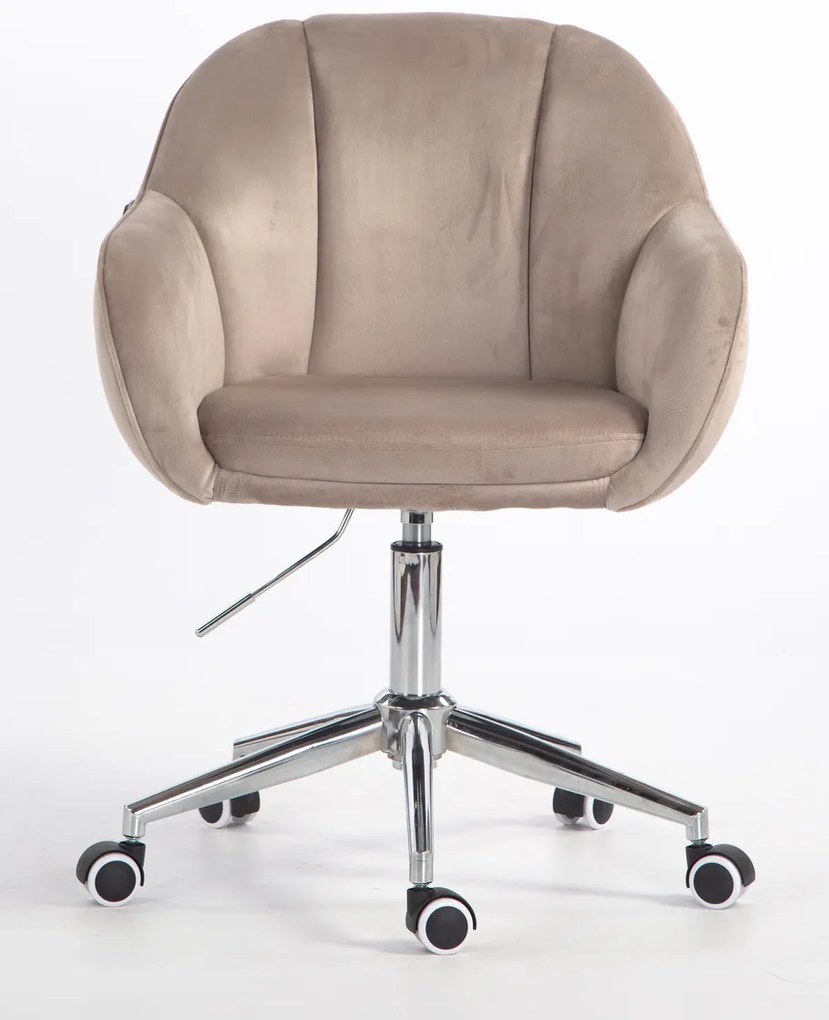 HR2055K Scaun Latte din Catifea cu Bază Cromata