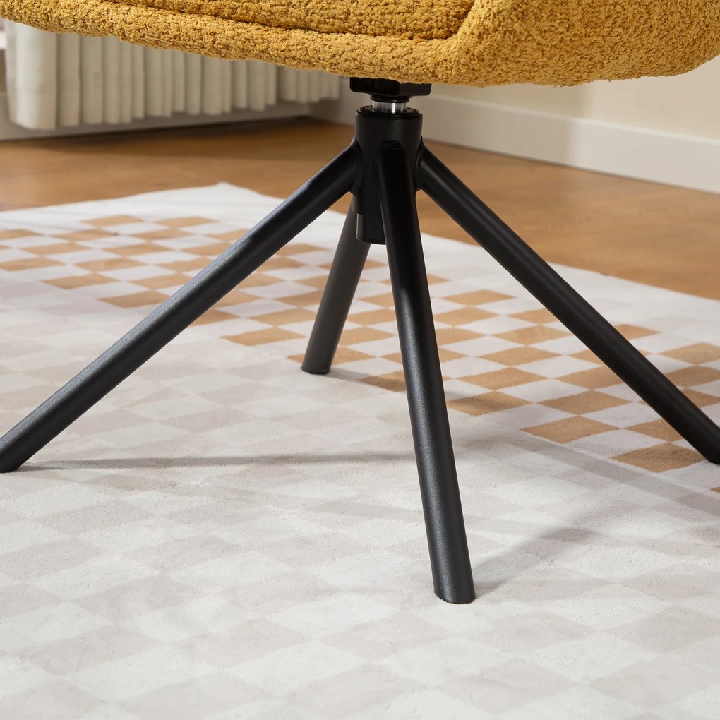 HOMCOM Fotoliu, scaun tapițat cu cupă de șezut confortabilă, rotativ, tapițerie moale, până la 120 kg, Galben | Aosom Romania