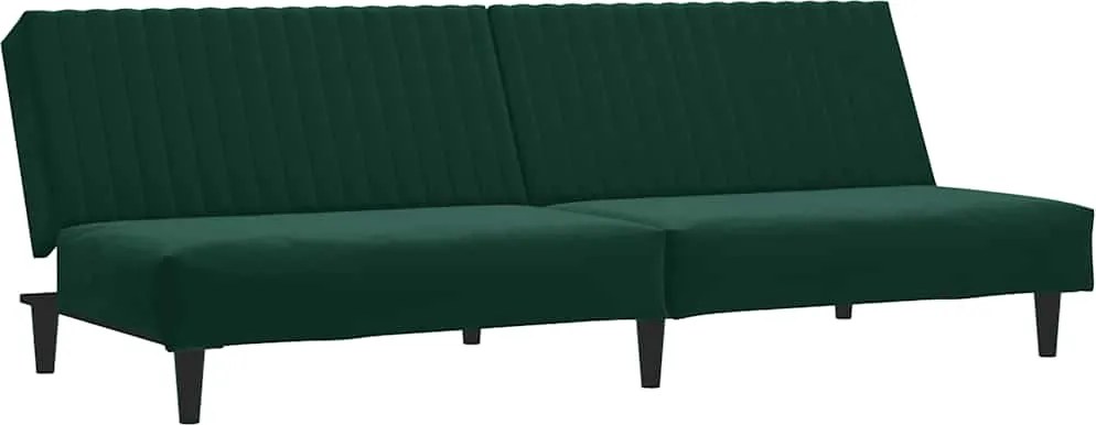 vidaXL Canapea extensibilă cu 2 locuri, verde închis, catifea