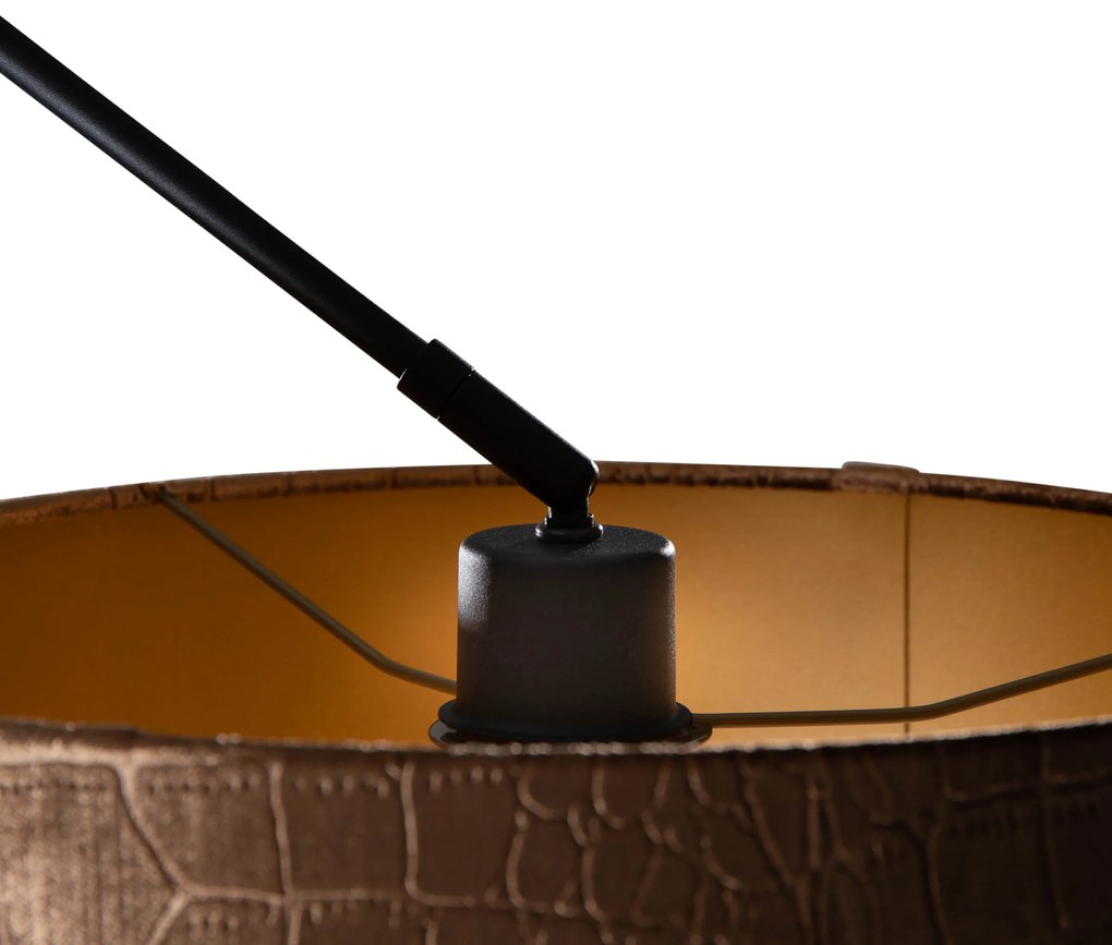 Lampă suspendată neagră cu abajur de catifea cu design crocodil 35cm - Blitz