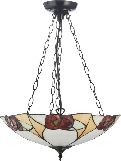 Endon 111879 - Candelabru pe lanț Tiffany INGRAM 3xE27/10W/230V, diam. 45 cm