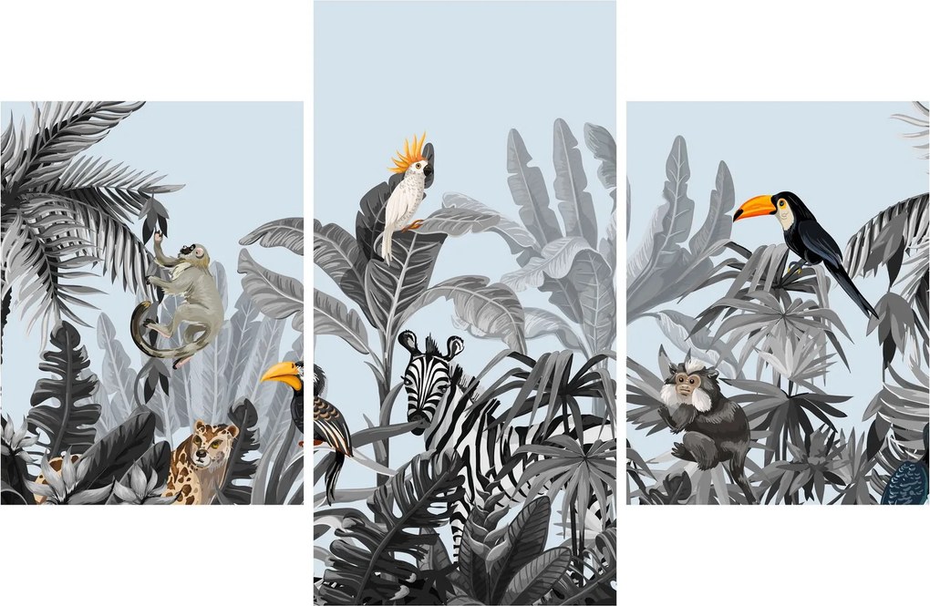 Tablou - Animale în pădurea tropicală (90x60 cm)