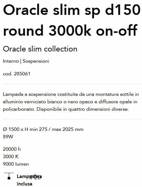 Lustra LED XXL design modern ORACLE SLIM SP D150 ROUND 3000K ON-OFF BK
